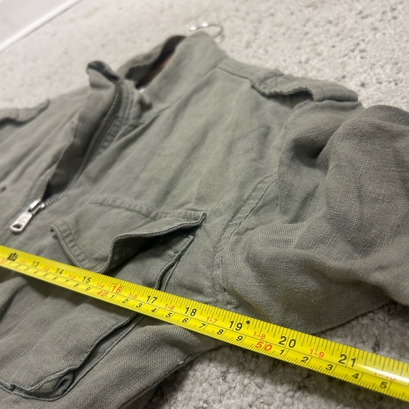 Avec Les Filles (Anthropologie) Linen XS EUC Green Utility Jacket Adjustable Fit - Picture 13 of 13